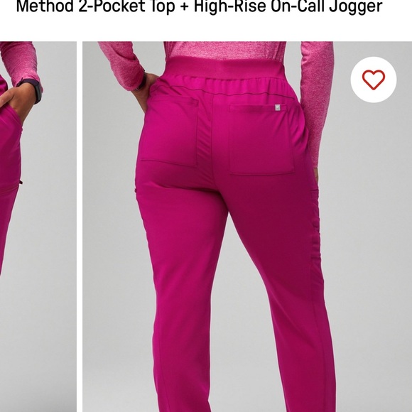 Fabletics Hibiscus Pink 2-Pocket Top and High-Rise Jogger Scrub set - Picture 4 of 5